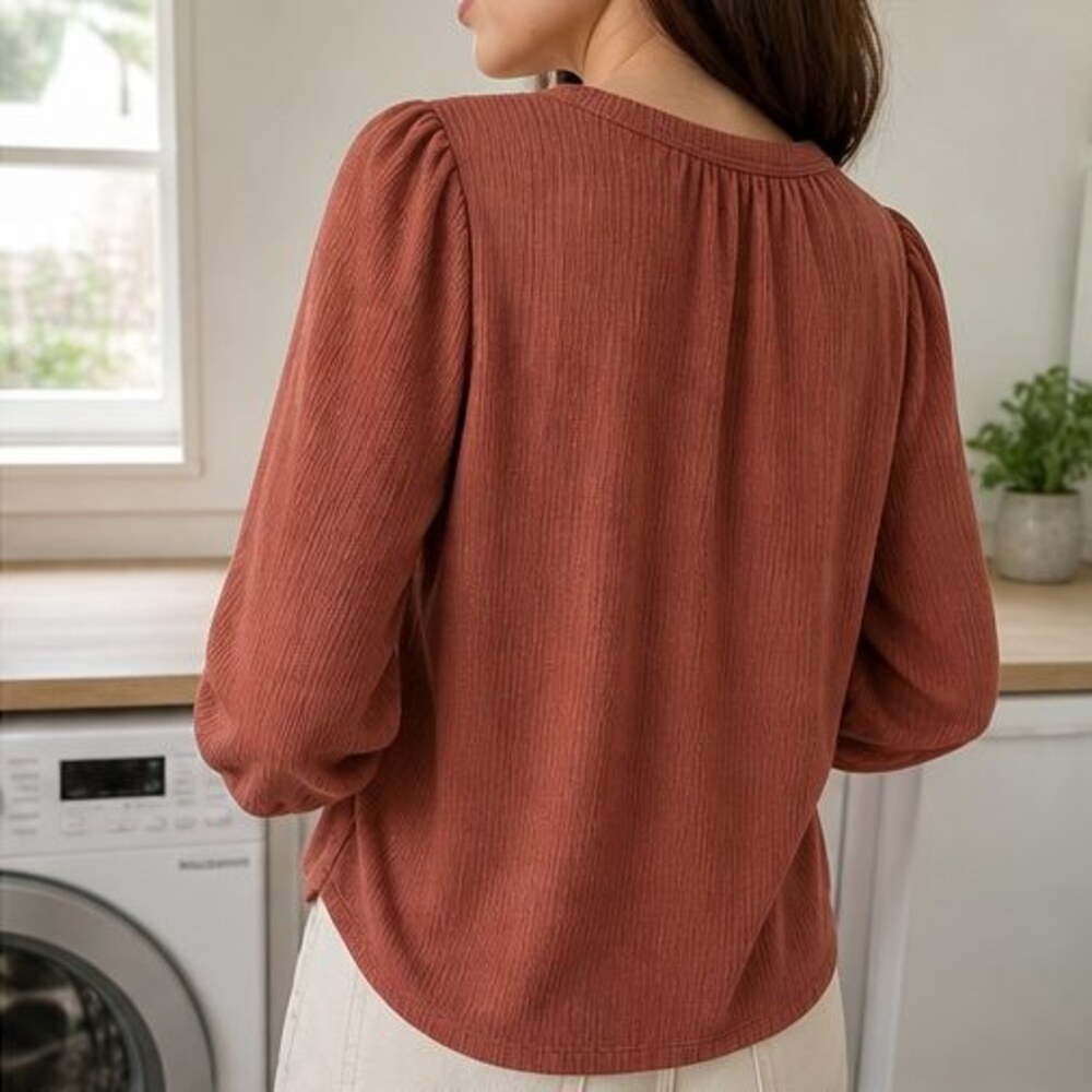 Rust Puff Sleeve Top - Picture 3 of 6